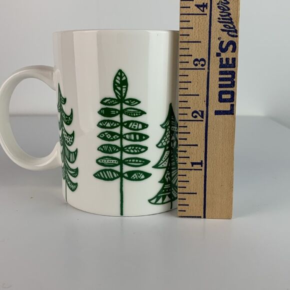 Starbucks 2015, 2 Christmas Tree Holiday Coffee Cup Mug 12 oz Pine Evergreen - Picture 6 of 7